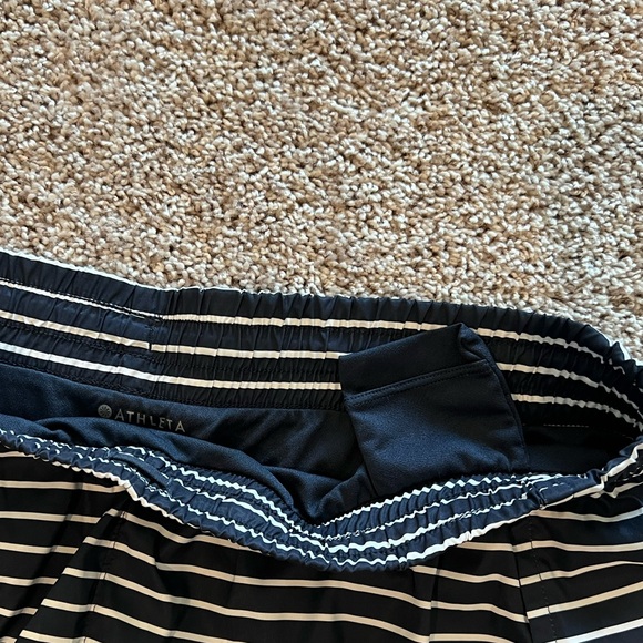 Athleta Racer Navy/White Striped Running Shorts - Picture 7 of 10
